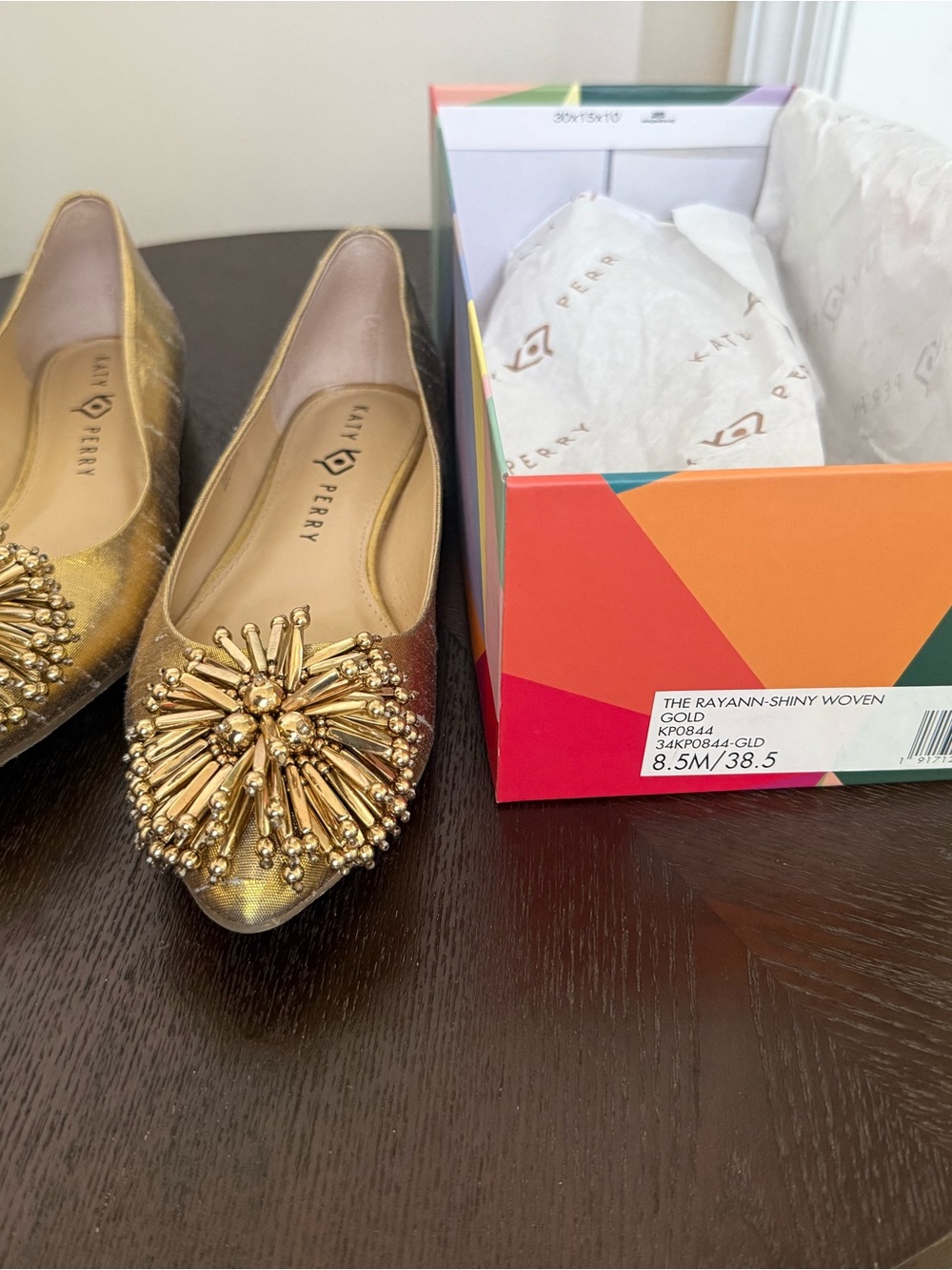 Katy Perry Collections Gold Beaded Embellished Ballet Flats